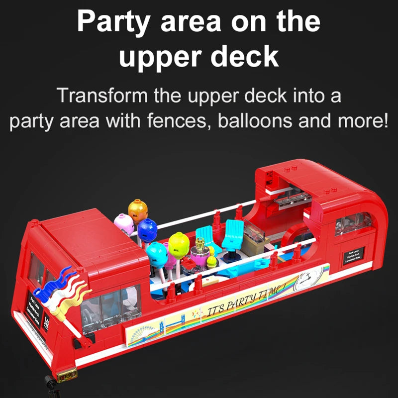1770 Pcs Cada London Double Deck Bus Building Blocks Red Balloon Light Party City School Technical Car Bricks Toys for Kids Gift - CADA BRICKS®