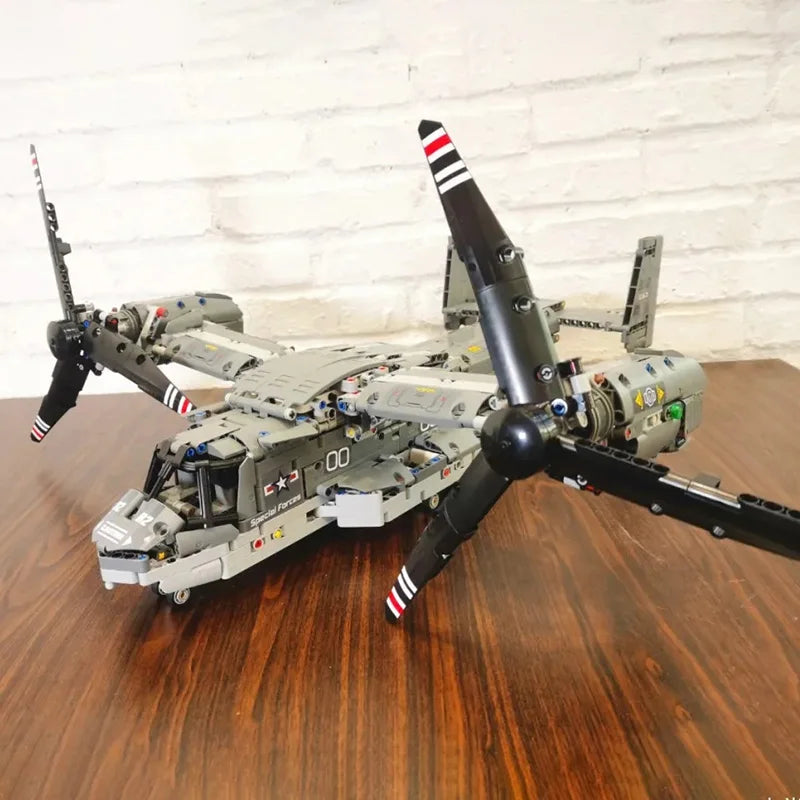 WW2 Technical Electric Osprey Transport Aircraft Building Blocks High-Tech Sets Military Fighter Bricks Boys Toys for Kids Gifts - CADA BRICKS®