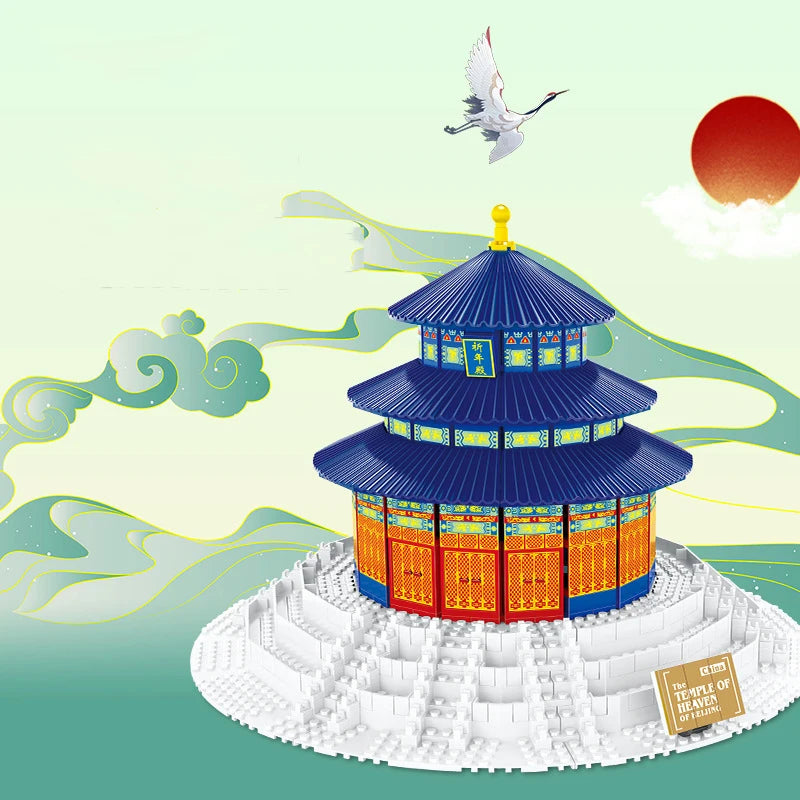 Creative China Historical Ancient Architecture Hall of Prayer for Good Harvest Building Block Heaven Temple Model Sets Brick Toy