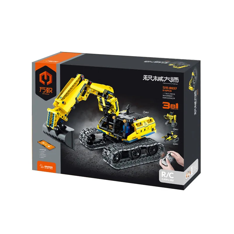642 3 in 1 Deformation City RC Robot Excavator Racing Car Building Blocks Remote Control Bulldozer Truck Bricks Toys For Kids - CADA BRICKS®