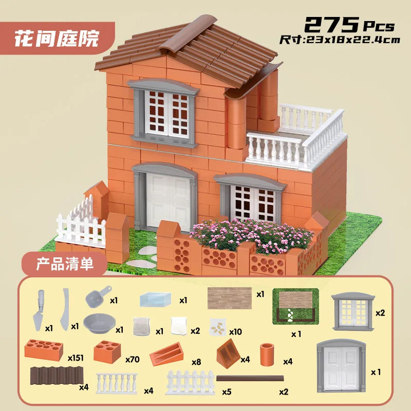 Mini DIY Abricklayer Buildsahouse Cottage Building Villa Simulation Mini Brick Assembly Block Children House Building Toy Gift