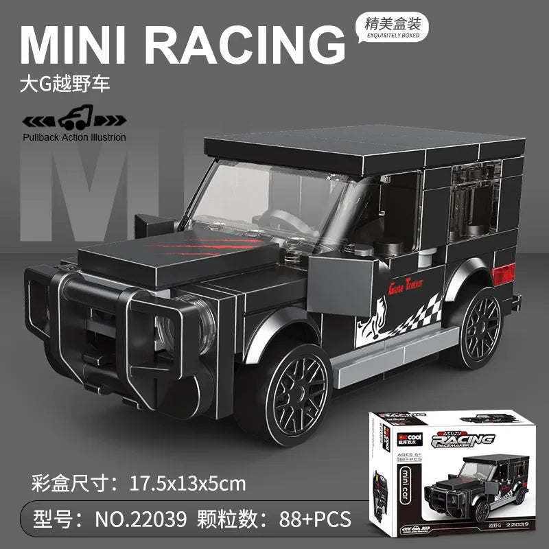 DIY Racing Car Bus Engineering Vehicle Ambulance Pull Back Model Building Blocks Brick Toys Children Boys Compatible With Lego