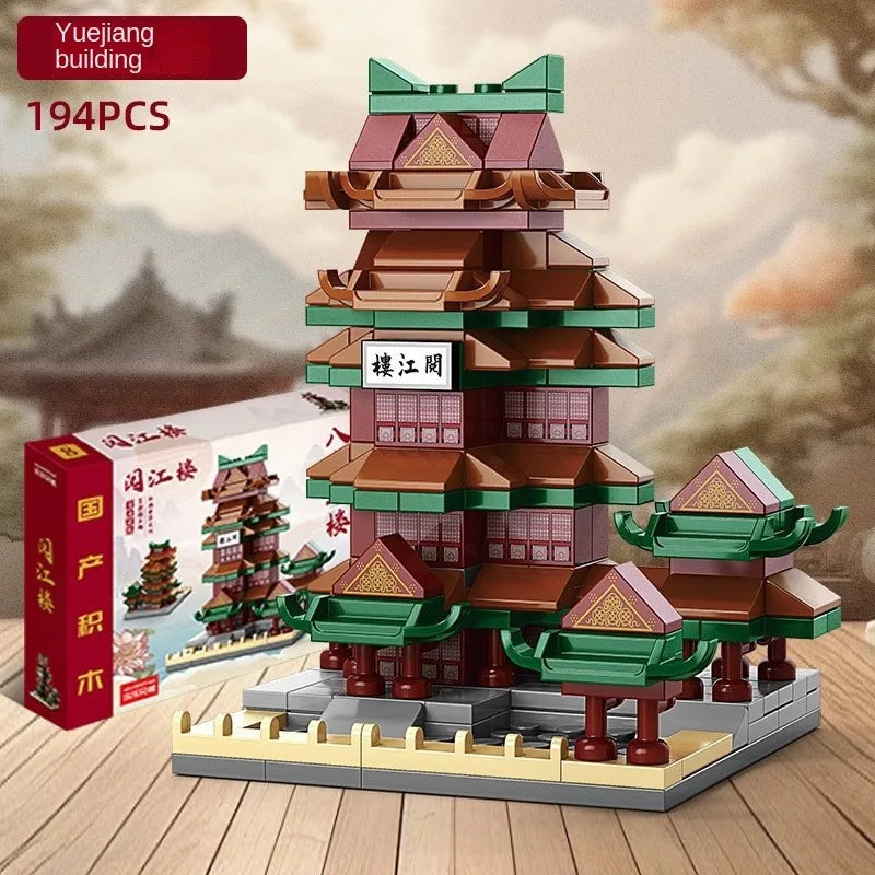 Eight Famous Buildings in Chinese Style, Yellow Crane Tower, Street View Assembly, Block Model Toys