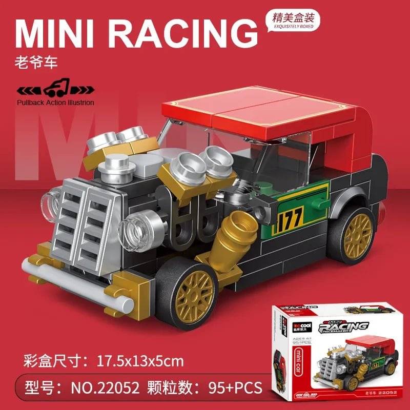 DIY Racing Car Bus Engineering Vehicle Ambulance Pull Back Model Building Blocks Brick Toys Children Boys Compatible With Lego
