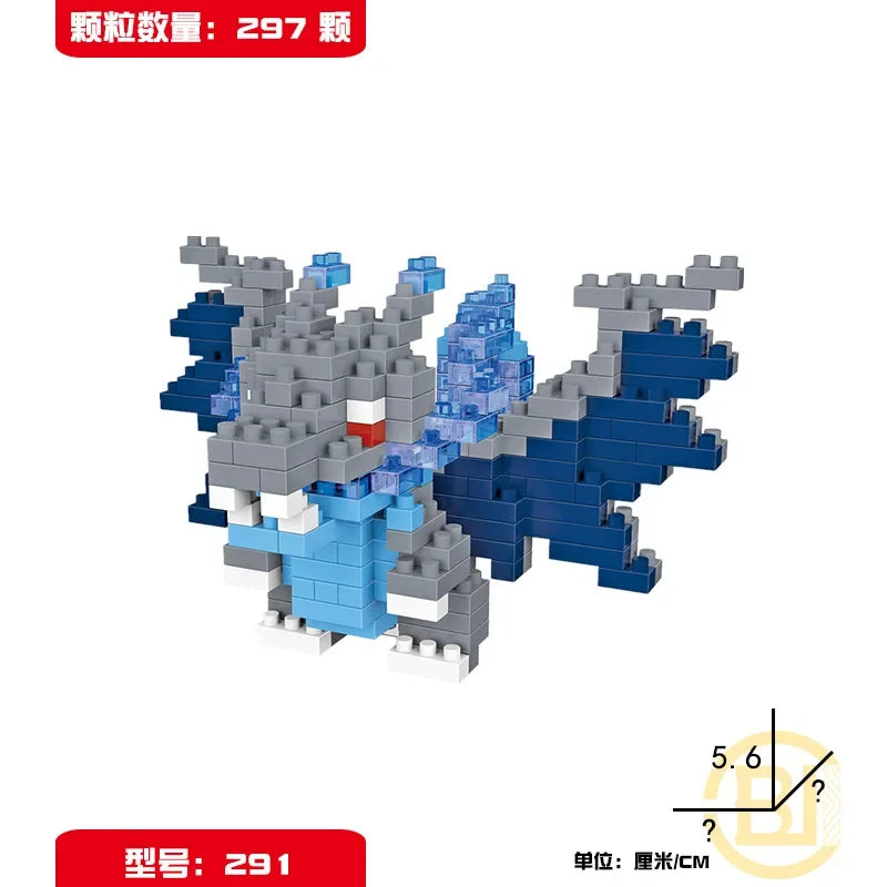 DIY Pokemon Blocks Small Cartoon Mini Building Block Pikachu Charizard Eevee Mewtwo Anime Assemble Action Model Dolls Toys