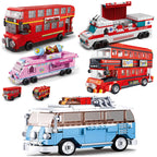Bus City UK London Building Blocks School Vehicle Friends Wedding Car Traffic Bricks Double Station Girls Gifts Technique Toys - CADA BRICKS®