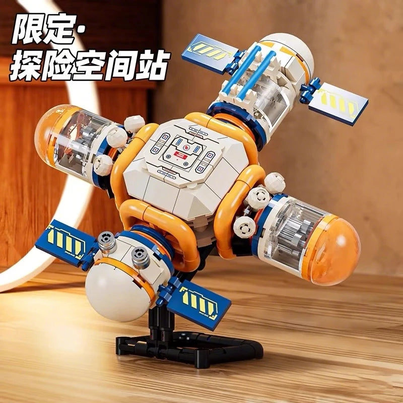 Space City Building Blocks with Space Station & Manned Rocket Model Astronaut Toys for Kids Boys Girls Christmas Gifts