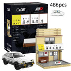 Cada Anime Initial D Tofu Shop House Model Building Blocks City Japanese Racing Car Parking Lot Bricks Toys Kid Gifts With LED - CADA BRICKS®