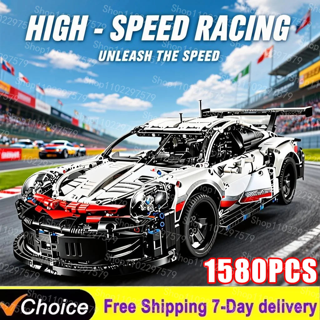 1580PCS Technical Racing Car 42096 Mechanical Group Sets Building MOC Vehicle Authentic Detail Model Car Build Display Gift Toys