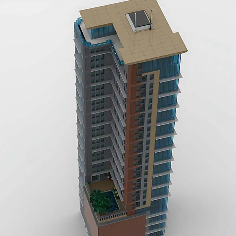 MOC Modular Apartment Building Blocks City Center Skyscraper Model Bricks Desktop Decorative Toy Children's Collectible Gift