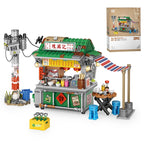 Mini Japanese Octopus Braised Chinese Restaurant Hong Kong Food Shop Street View Building Blocks Boys and Girls Children's Gift