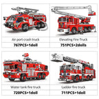 Simulation City Firefighter Rescue Engineering Vehicle Movable Building Block Fire Trucks Model Kit Childrens Assembled Toy Gift - CADA BRICKS®