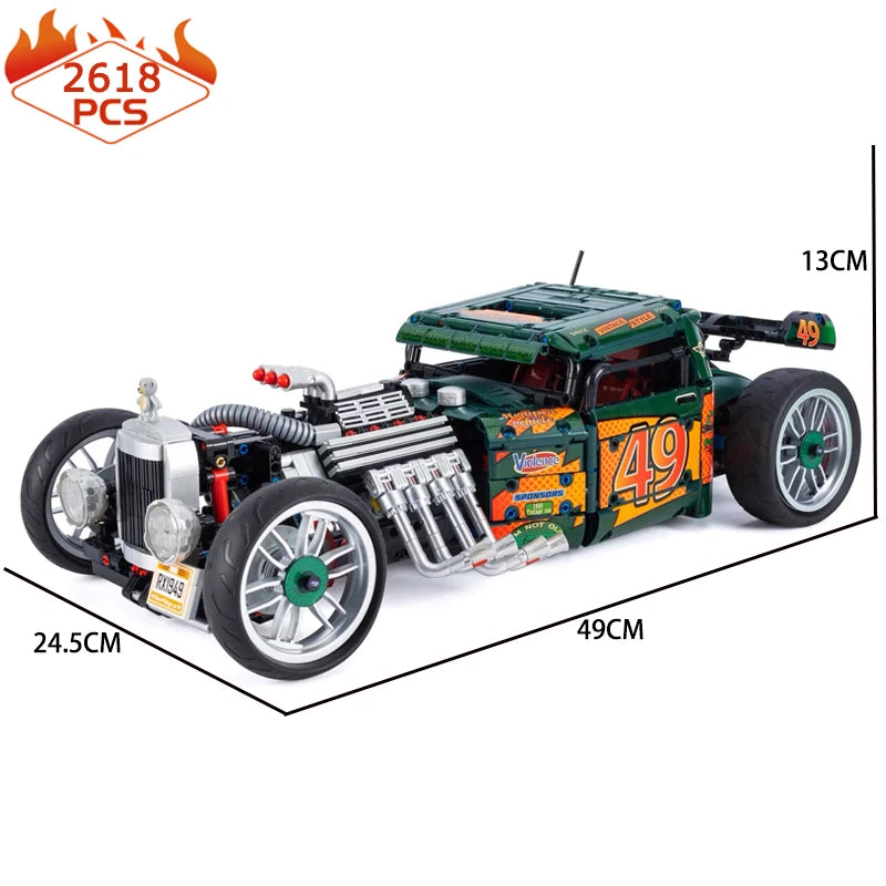 Technical Classic Control Vintage Car Building Blocks APP Control Cyberpunk Vehicle Bricks Model Toys For Kids Birthday Gift MOC