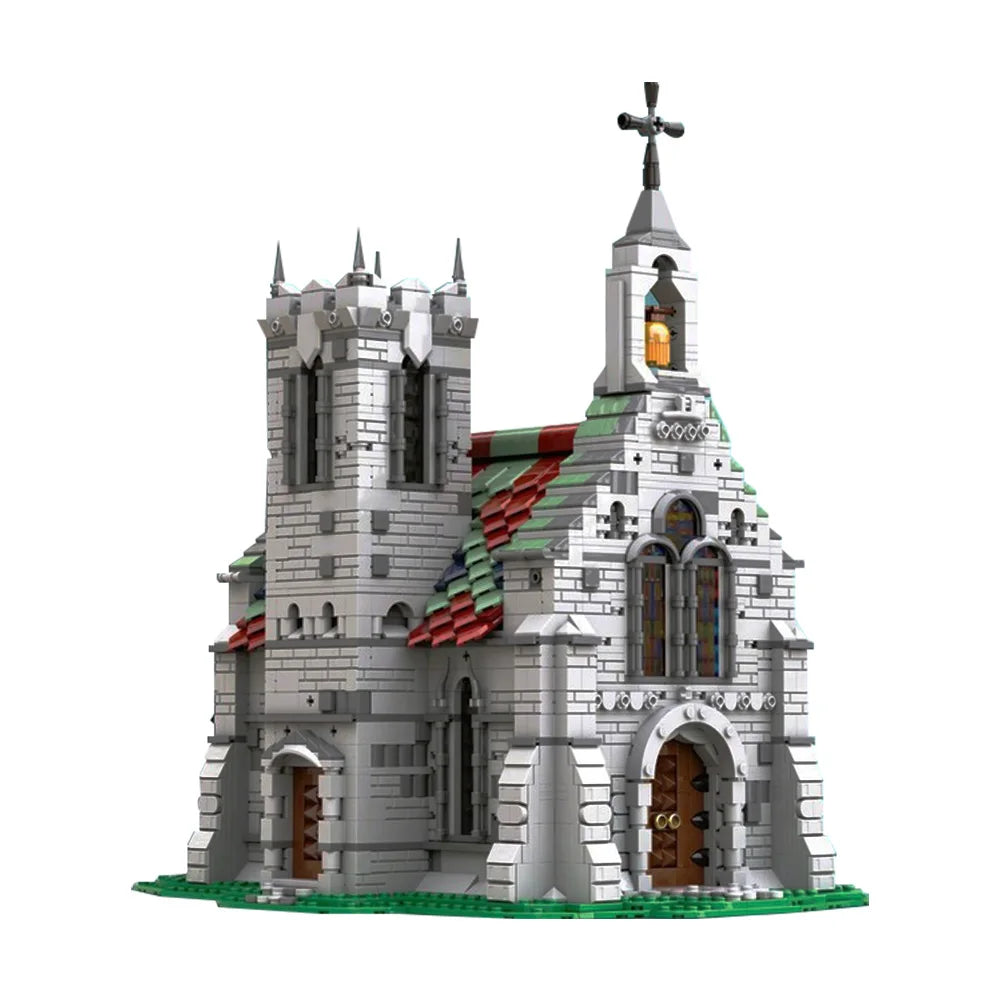 MOC The Old Church Building Blocks Model Medieval Ancient Old Church House Architecture Bricks Assembly Toys Kids Birthday Gifts