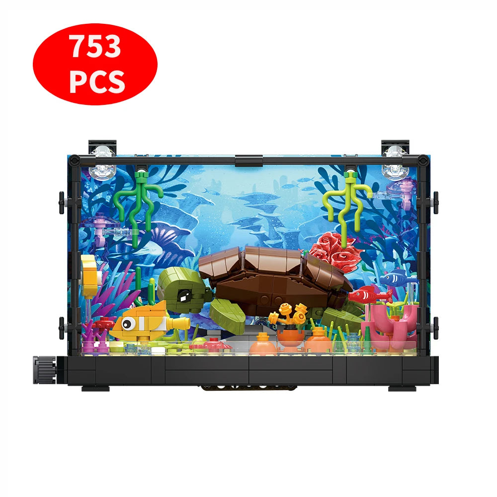 Fish Tank Building Blocks Brick With Led Lights，Aquarium，Toys for Boys Children Gifts home Decoration，Not Compatible with Legoed - CADA BRICKS®