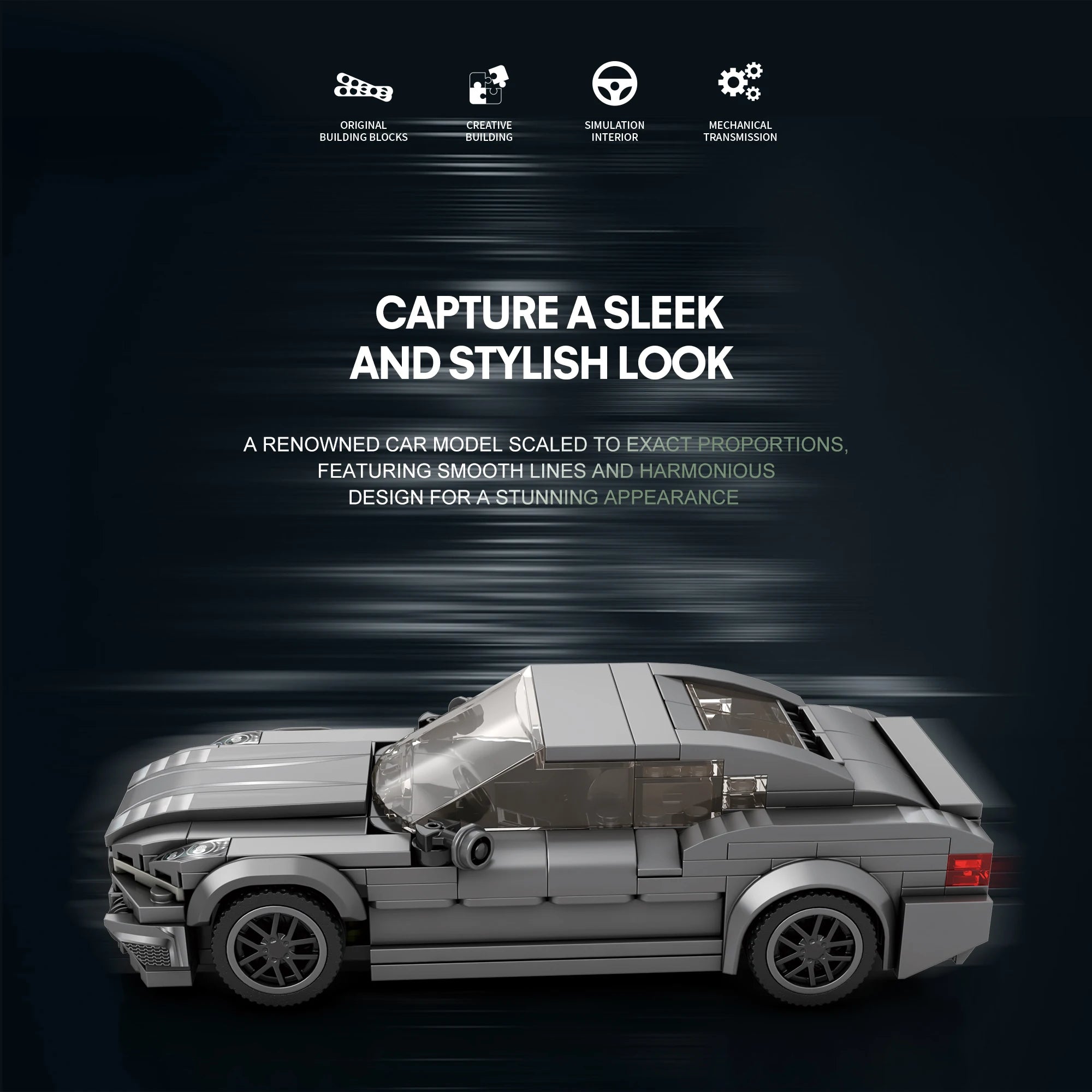 Sports Car Building Blocks Set for Adults, Racing Car Collectible Display Model Toy Kit, Creative Gift for Kid Boy Girl, 369 Pcs - CADA BRICKS®