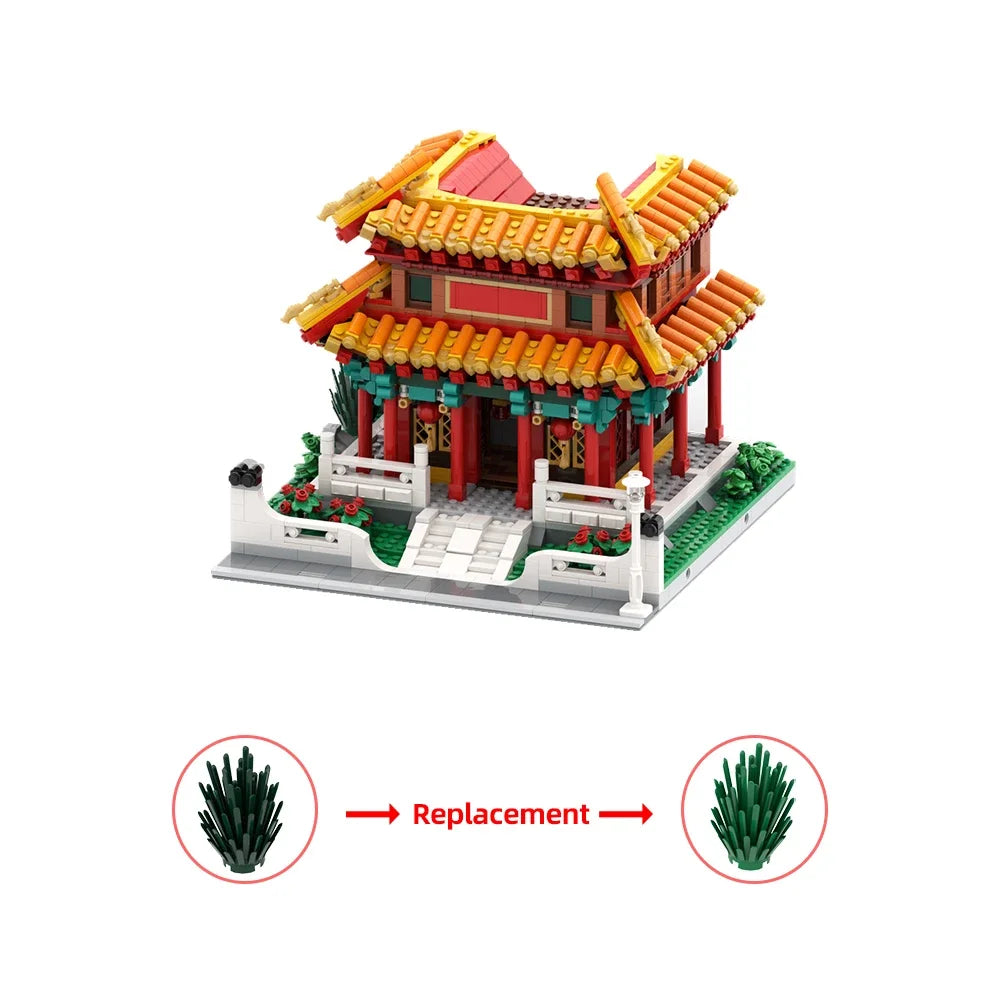 Gobricks MOC City Chinese Famous Architecture Chinese Temple Model Building Blocks set Vintage Temple Tower DIY Bricks Kids Toy