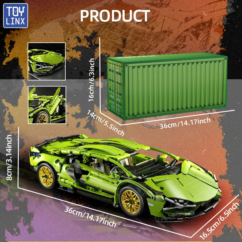 ToylinX Technical Building Blocks Racing Sport Car Speed Vehicle Model City Mechanical Super Bricks Puzzle Toys Adult Gift - CADA BRICKS®