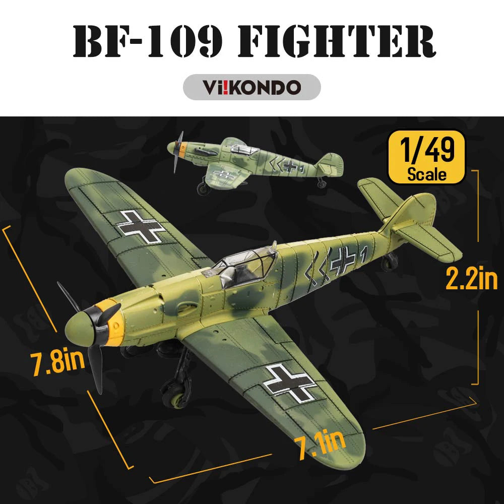 ViiKONDO Vliegtuig Speelgoed Model Bouwpakket 1/49 WOII Duitse BF109 Jachtvliegtuig Oorlogsplane Doe-Het-Zelf Montage Plezier Kind Vliegtuig Cadeau Kantoordecoratie