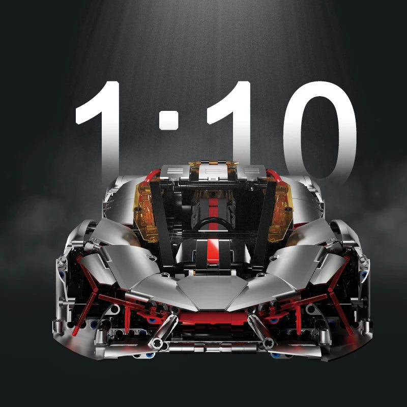 1:10 Three Thousand Years Rambo 10038 Electroplated Silver Supercar Building Blocks | Adult Assembled Racing Model Kit - CADA BRICKS®