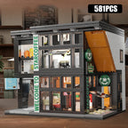581Pcs City Star Coffee House With Lights Building Blocks Street View Architecture Cafe Shop MOC Bricks Toys Kids Christmas Gift
