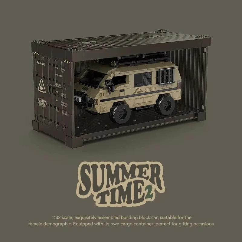 489Pcs Technical City Camper Car Building Blocks Passenger Truck Van Model Bricks Set With Display Box Kids Gifts For Boys