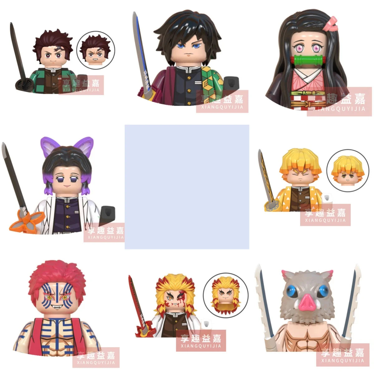 WM blocks 6116 6137 6138 Demon Slayer Tanjirou Nezuko Inosuke Zenitsu Giyuu Rengoku Uzui Tengen anime bricks building blocks
