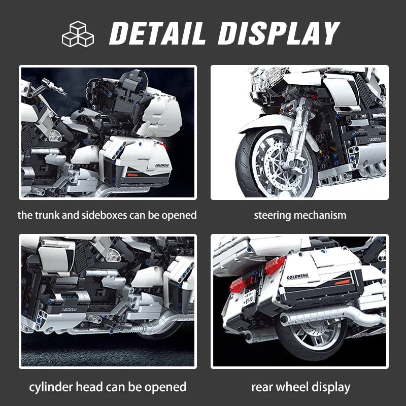 Gold Wing Touring  Motorcycle Technical Model Building Blocks MOC Racing car Motorbike Bricks Sets Toys For Kids Gifts 8110