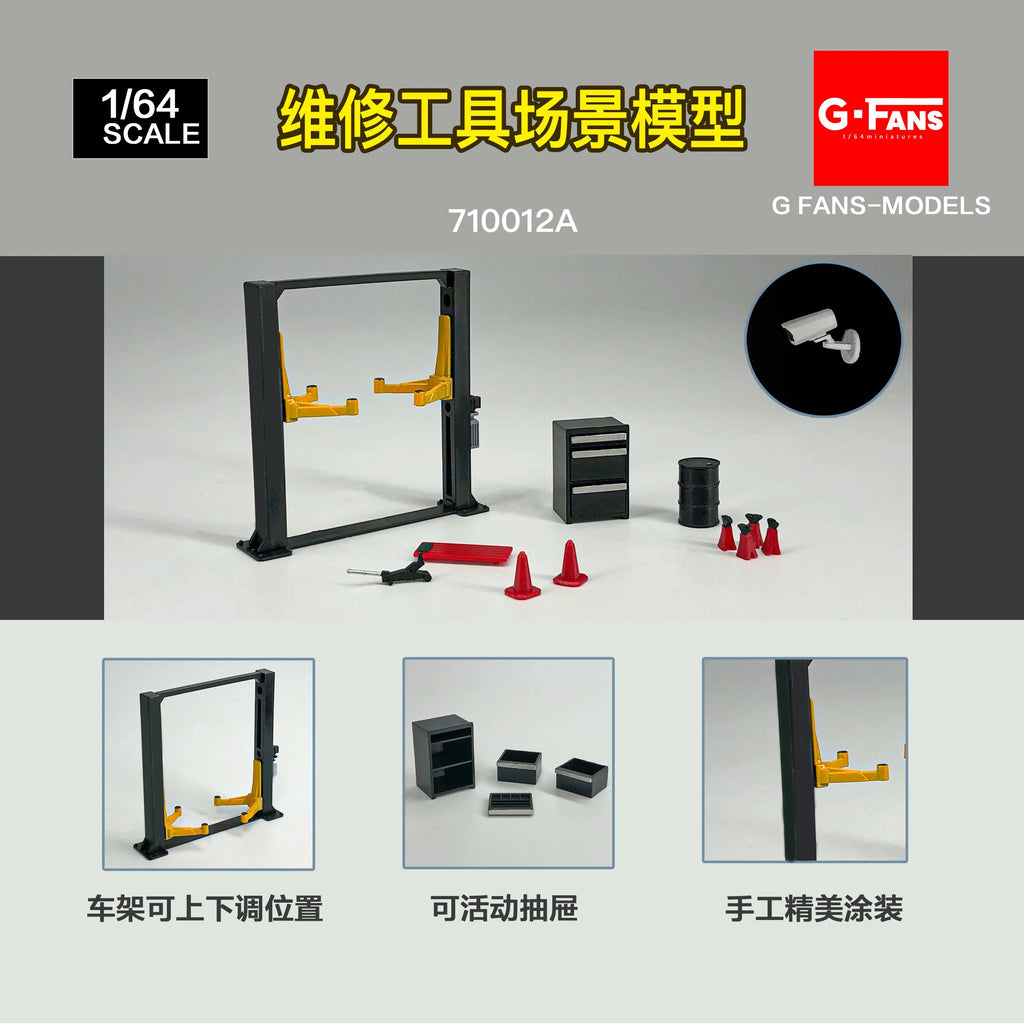 GFans NEW Model 1:64 Scale Diorama Car Garage Model With LED Lights Parking Lots City DIY Model Sets Collection Display Gifts