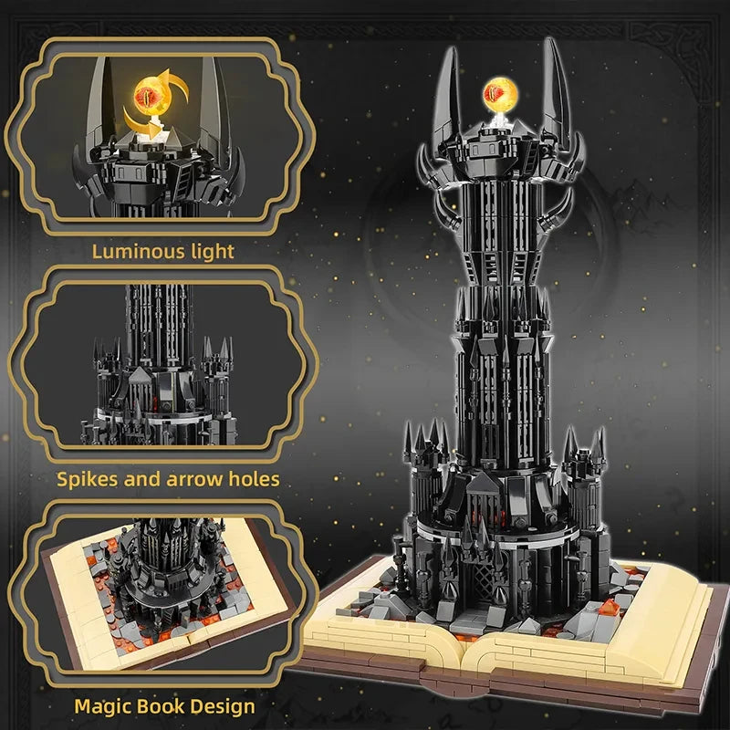Creative Black Tower Magic Book Building Blocks Book Expert Ideas Bricks Dark Tower With Lights Assembly Boys Toy For Kids Gifts