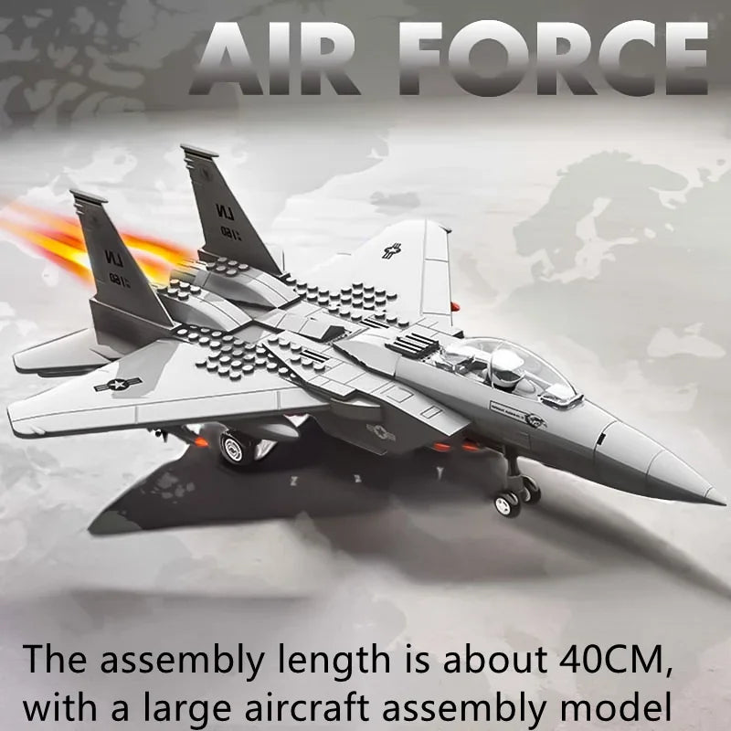 2025 new large F-15 J-20 military combat armed aircraft reconnaissance aircraft building blocks assembled toy boy birthday gift - CADA BRICKS®