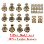 Military Special Forces Police SWAT Gangster Weapons Guns Mortar Jeeps Off-Road Armored Vehicle Model Soldier Building Block Toy