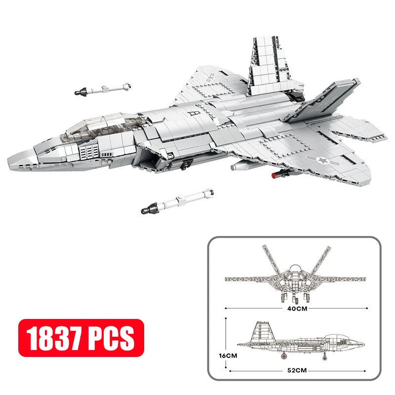 MOC Military Series Jump Jets F14 F16 F18 F22 F35 Aircraft Building Blocks War Fighter Model Bricks Toys For Childrens Boy Gifts