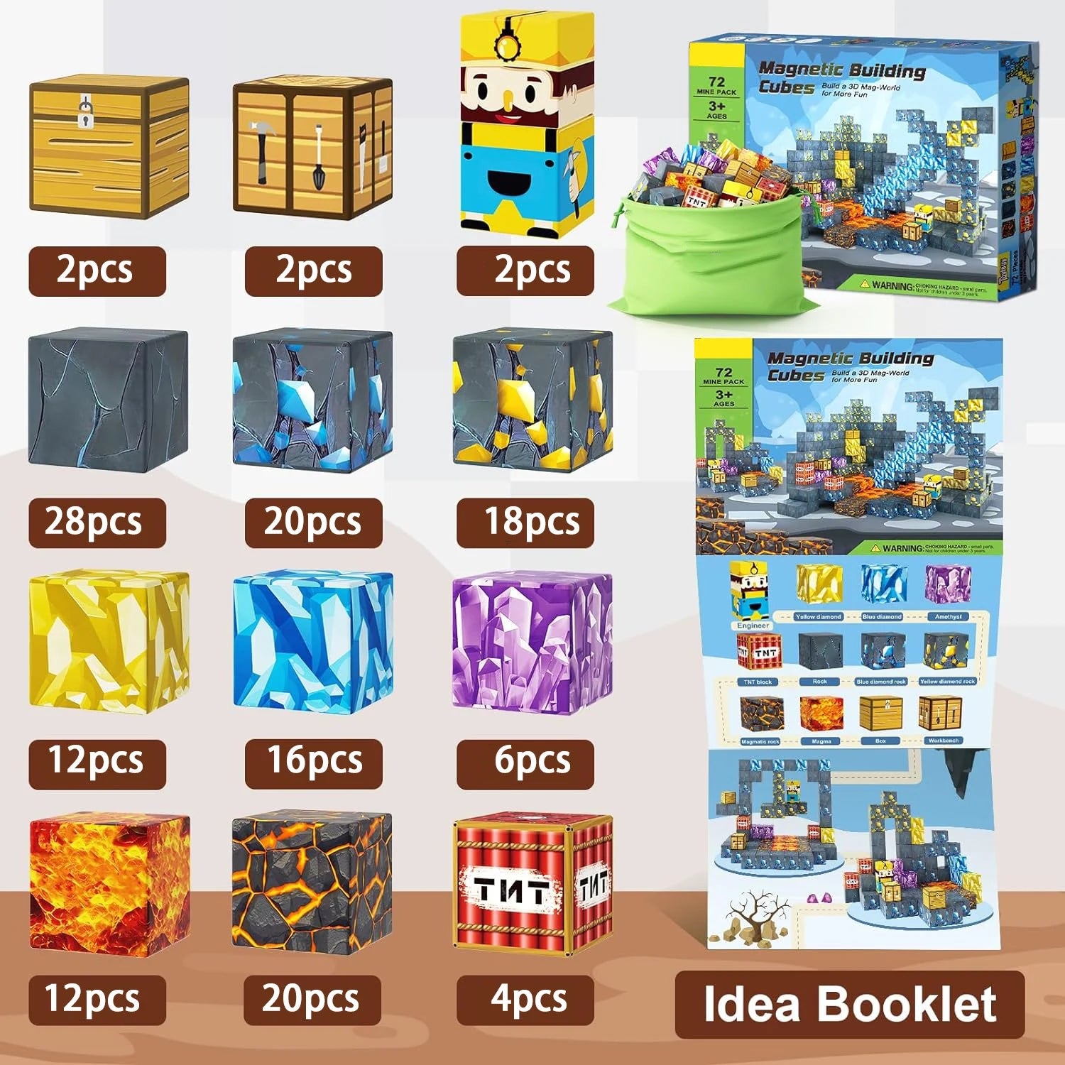 Magnetic Building Block Magnet Cube Mine World Set for Boy Girl Kid Age 3+ DIY Model Children STEM Sensory Toy Christmas Gift - CADA BRICKS®