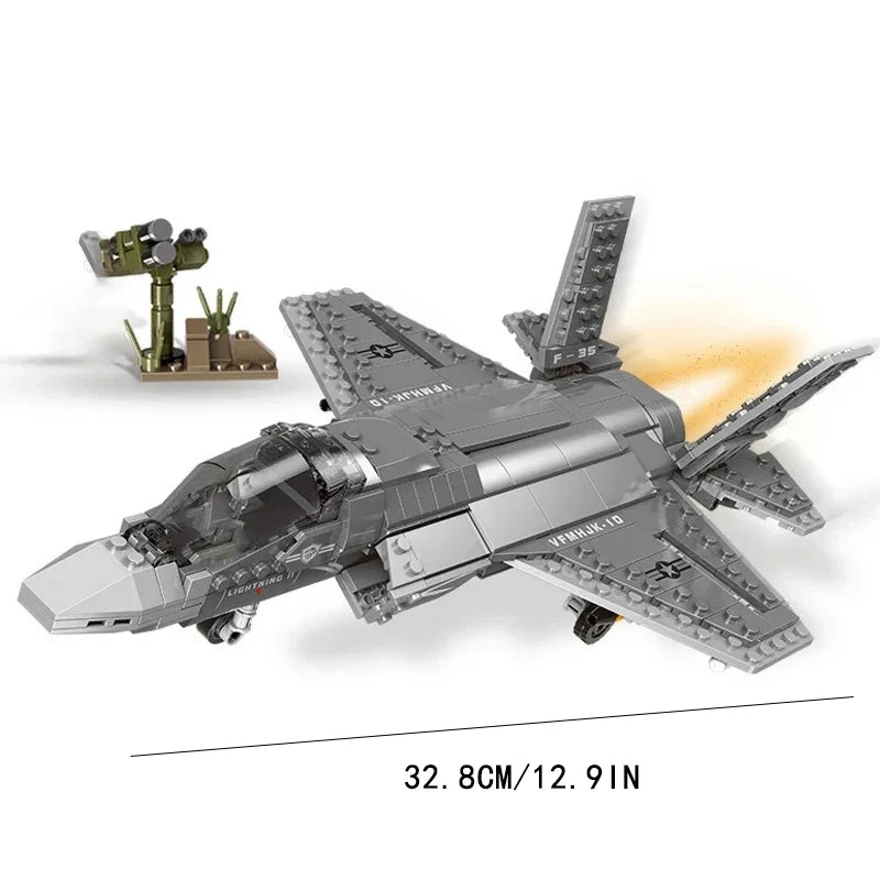 961PCS WW2 A10 Warthog Plane Fighter Jet Building Blocks Set Air Force Airplane Model Kits Bricks Toy Gifts for Teens and Adults