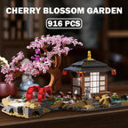 MOC Cherry Blossom Zen Garden Building Blocks Japan Architecture Sakura Tree House Street View Construction Bricks Toys Kid Gift
