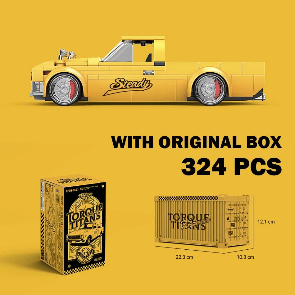 MOC City Car Retro Pickup Truck Building Blocks Speed Champion Racer Vehicle with Display Box Bricks Garage Toy Kids Adults Gift