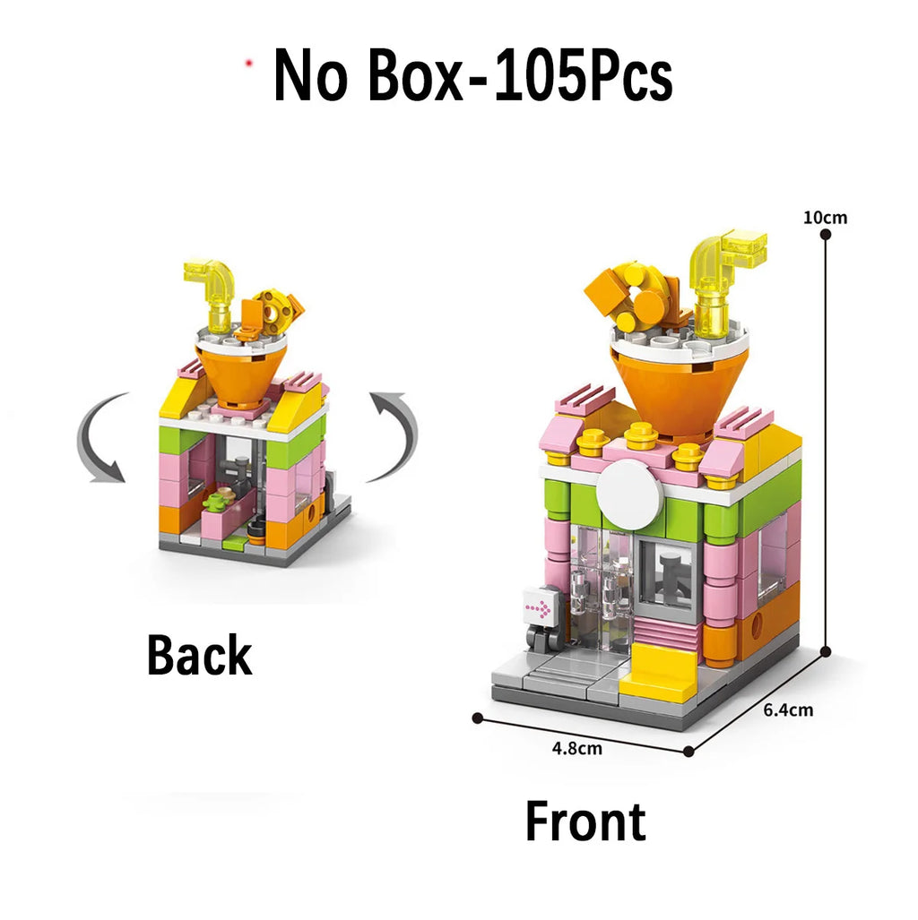 City Mini Shop Supermarket Street View Model Building Blocks Hamburger Restaurant Retail Store Bricks Architecture Friend Girl - CADA BRICKS®