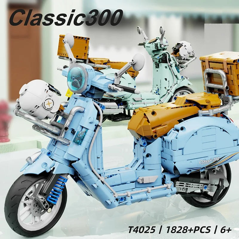 1828pcs 1:5 City Technical Motorcycle Car Model Building Blocks MOC Racing Motobike Vehicles Bricks Toy For Children Gifts T4025
