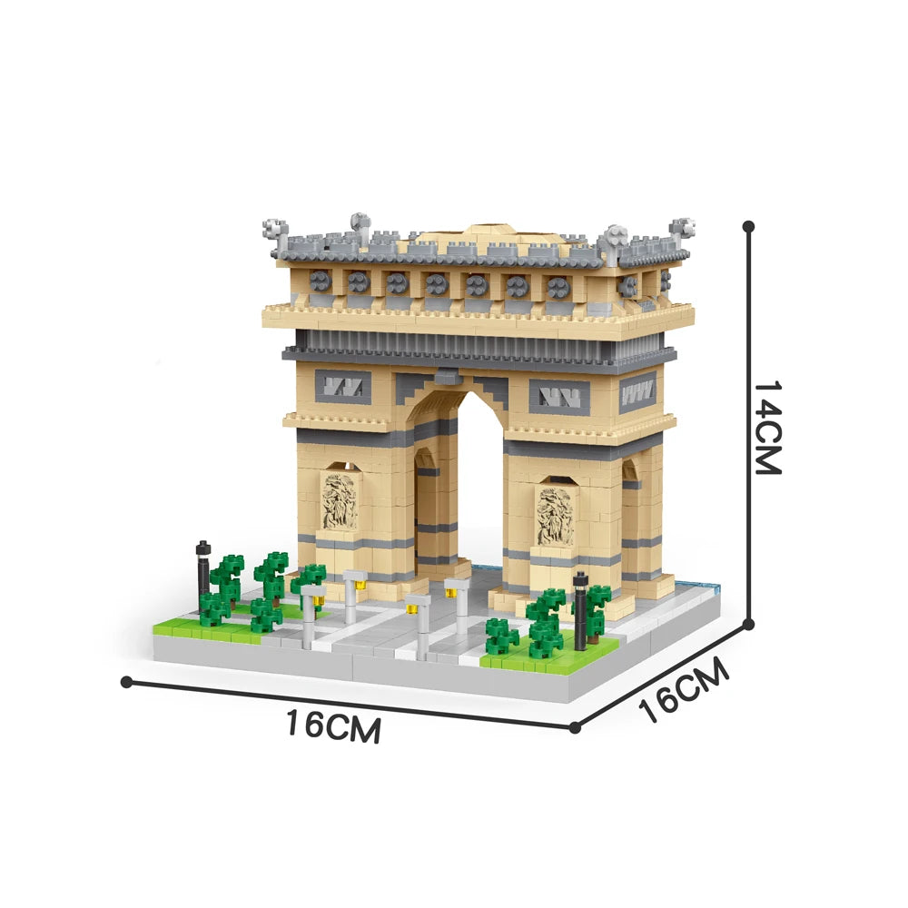 Knew Built Louvre Micro Mini Building Blocks for Adult, Architecture Toys Set, Construction, Arc Triomphe Eiffel Assembly Bricks