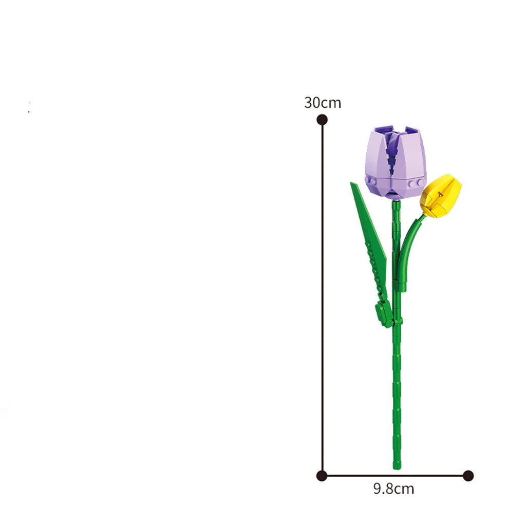 13 stiler pene blomster byggeklosser rose valentinsdag lavendel fersken liljekonvall tulipan klosser DIY hjemme dekorasjoner