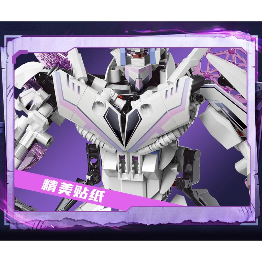 Brick Creative 1:8 Magic Cycling Purple Niu Moka 2 Deformed Motorcycle Locomotive Technology Assembly Building Block Toys