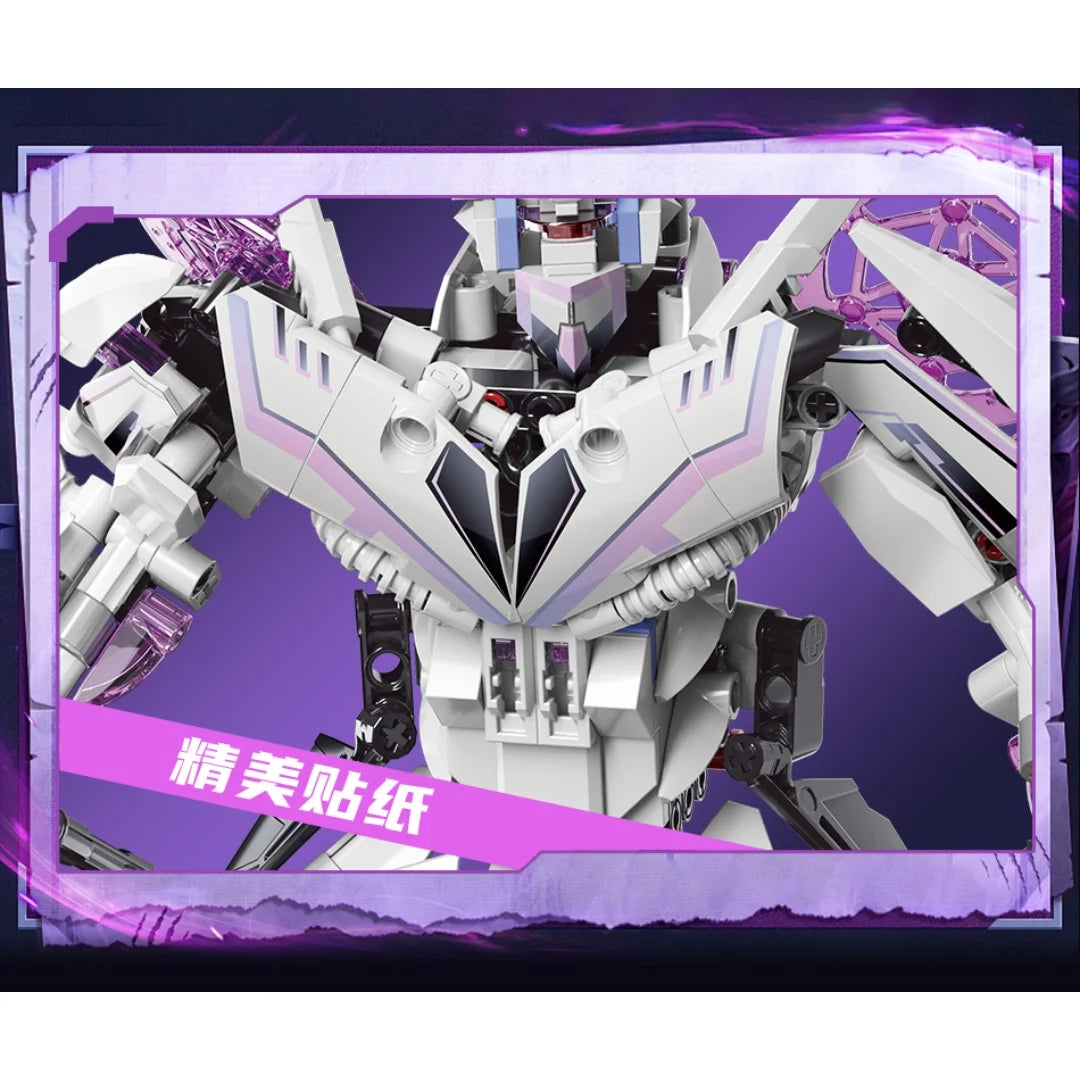 Brick Creative 1:8 Magic Cycling Purple Niu Moka 2 Deformed Motorcycle Locomotive Technology Assembly Building Block Toys