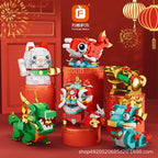 Chinese style beast building blocks ornaments lion awakening  dragon year souvenirs new year's day gift toys - CADA BRICKS®