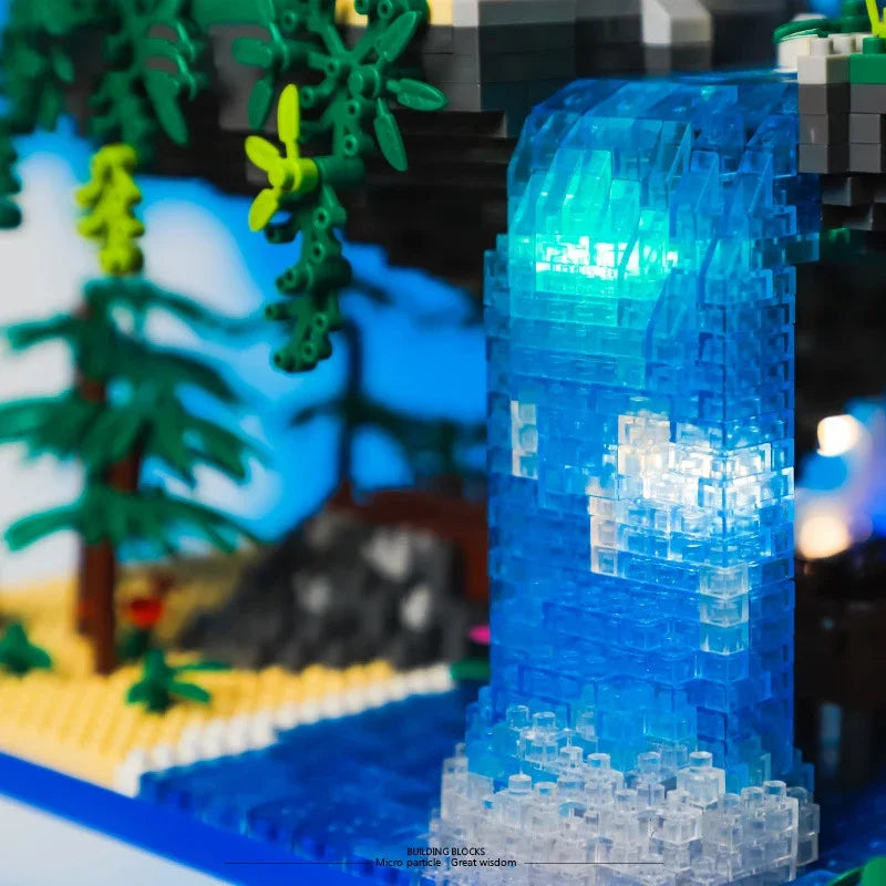 3320 Stuks Boomhut Mini Diamant Blok Deeltje Perzikbloesem Zwembad Traditioneel Met Licht Chinese Architectuur Bouwstenen