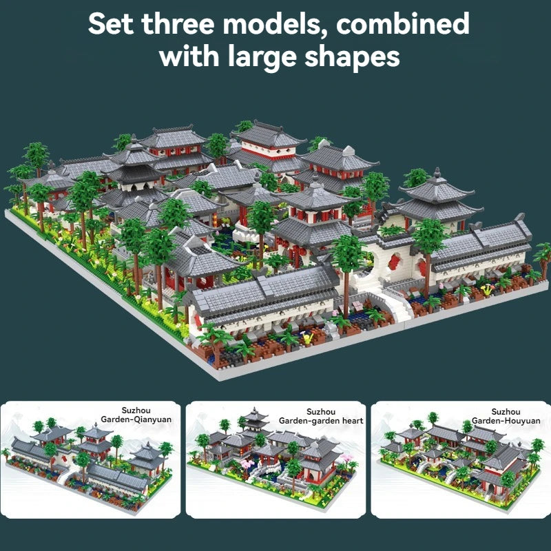 Mini Chinese Famous Architecture Micro Diamond Block China Classic Suzhou Garden 3in1 Building Brick Toy Model For Gift