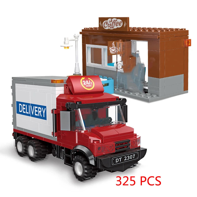 City Truck Vehicle Pickup Heavy Cargo Transport Model Building Blocks Machinery Shop Van Creative Carriage Harvester Car Kid Toy - CADA BRICKS®