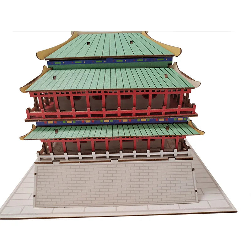 Bloc de construction miniature de la tour de Yueyang - Kit de modèle d'assemblage en bois, ornement d'artisanat d'architecture chinoise