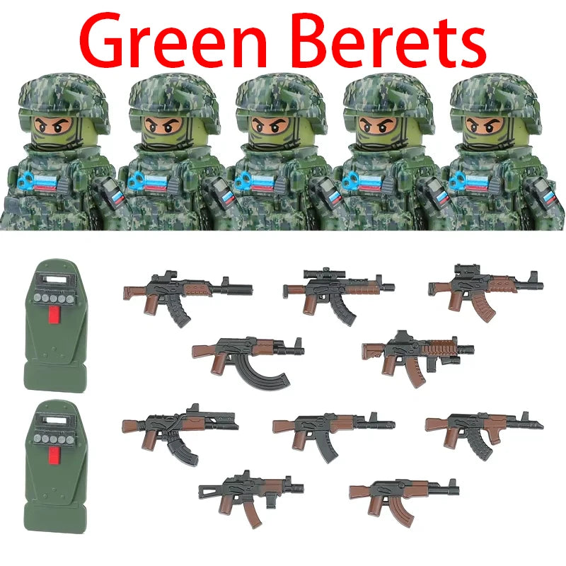 Military Army Figures Building Blocks SWAT Ghost Commando Special Forces Soldier Weapons Gun Hat Shield Belt AK Mini Bricks Toy - CADA BRICKS®