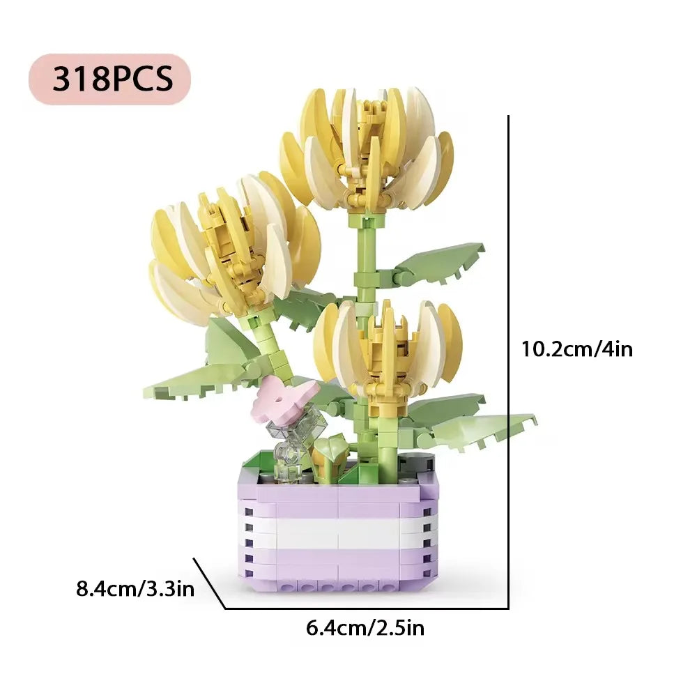 DIY Potted Plants Model Flower Succulents Building Blocks Everlasting Flower Bonsai Tree Gardens Romantic Bricks Kids Kits Toys